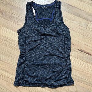 Athleta V Neck Racerback Tank Top Grey SpaceDye Stretch Size Medium